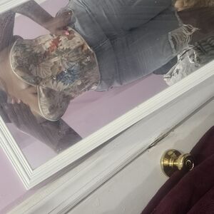 Floral Corset Top and Distressed Denim Shorts